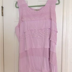 New One World Pink Layered Tank Top- 1x